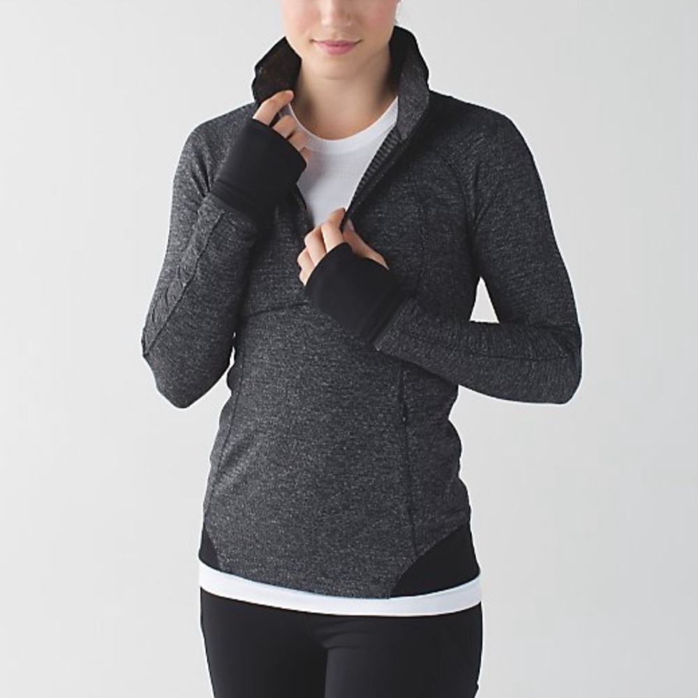 Lululemon - women’s Runderfull 1/2 zip long sleeve performance top black /grey 8